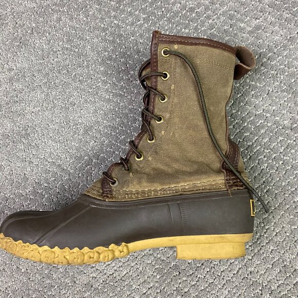 LL Bean Signature Waxed Canvas Maine Hunting Shoe Duck Boots Womens 8M USA Brown - Picture 12 of 15